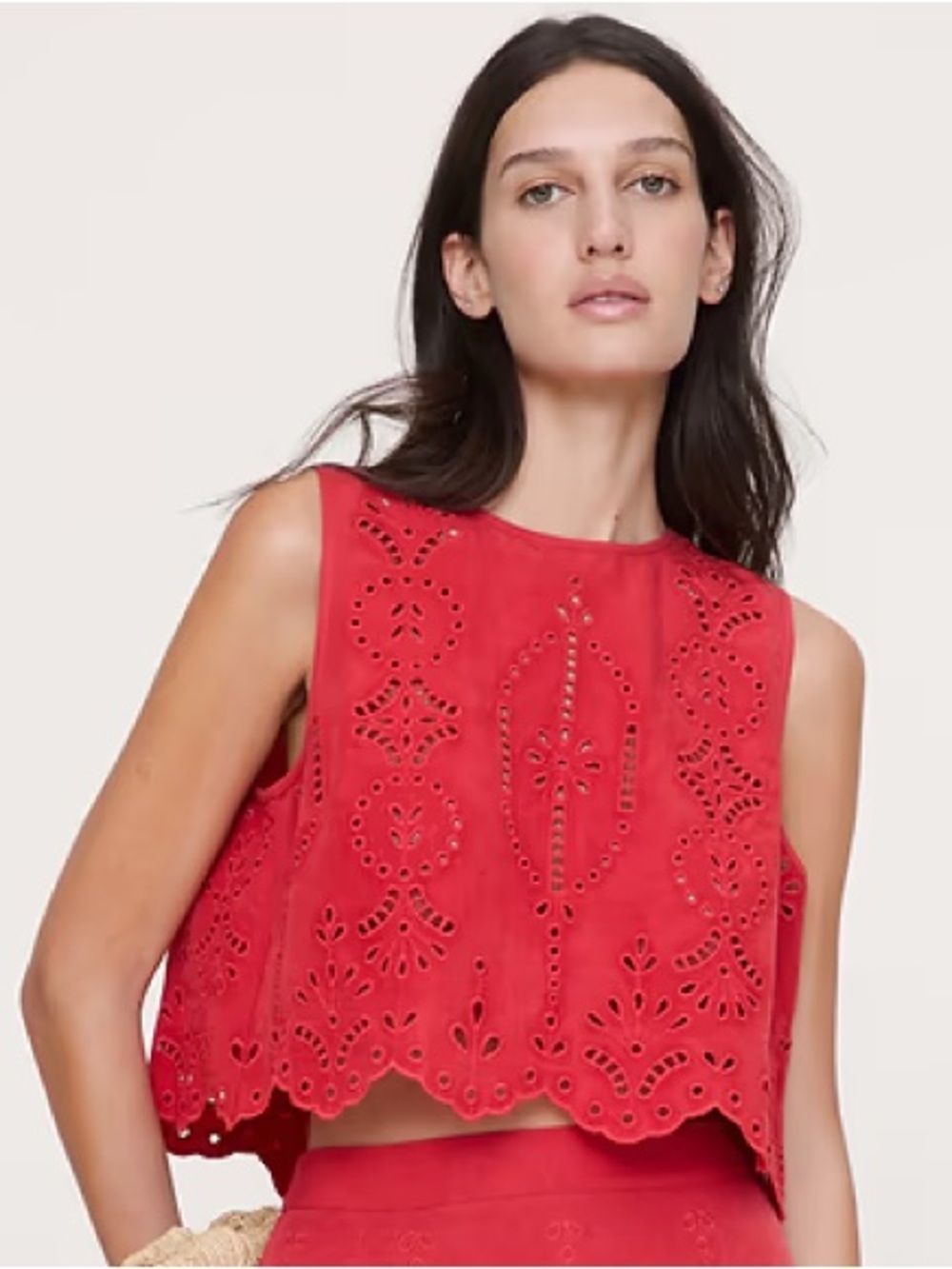 NWT Banana Republic Tencel-Linen Eyelet Tank - Pomeranian Red